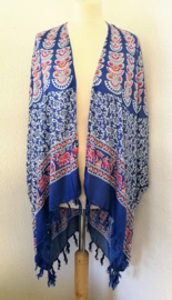 Sarong vest pauw, rood/wit/blauw. Maat 36 t/m 50.