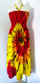 Tie dye jurkje 'Bali Sunset'. One size voor maat 36 t/m 42.