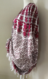 Sarong vest pauw, rode kool/wit.  Maat 36 t/m 50.