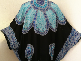 Sarong vest Mandala 'Circle of Life', kleur keelchakra. 100% rayon, met sarong knoop.