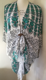 Sarong vest pauw,  Symbool van onsterflijkheid. 100% rayon, met sarong knoop.