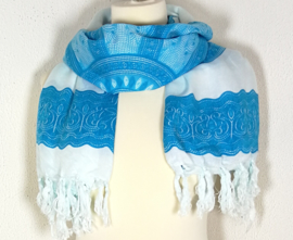 Sarong Mandala wit /azuur blauw.