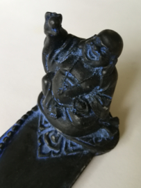 Lachende Boeddha wierookhouder. Schitterend polystone handwerk. 29 cm.