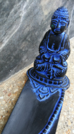 Boeddha wierook houder blauw. Schitterend polystone handwerk. 28 cm