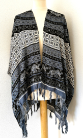 Sarong vest olifant. Symbool van  kracht, heilige wijsheid en onsterflijkheid.  100% Rayon, met sarong knoop.p.
