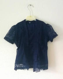 Kinder kebaya nachtblauw. Lang model. Maat 116.