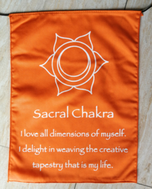 Chakra vlaggenlijn. 7 vlaggen van 30x22 cm. Lengte inclusief koord  2,50 meter. 100% rayon.