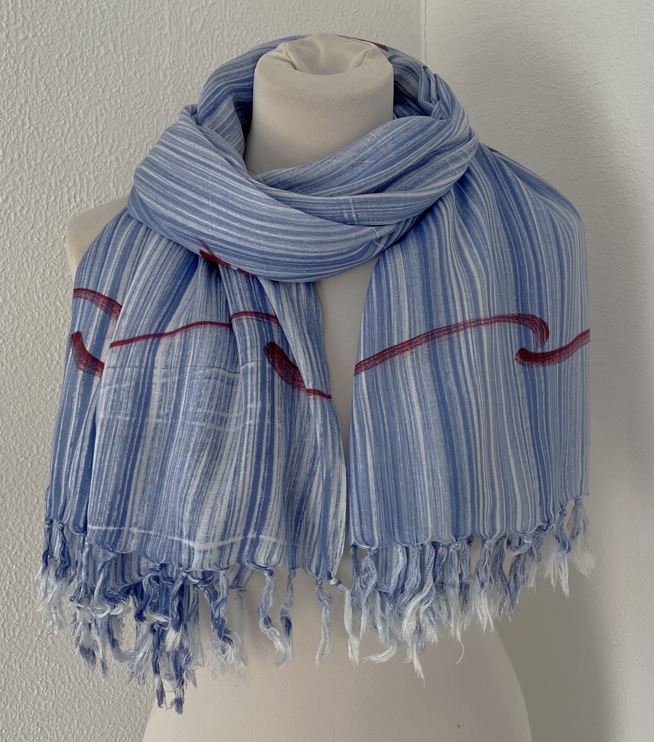 Sarong tie dye streep pastel. Baby blue.