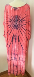 Schitterende oversized tie dye kaftan. Pastel/ grijs-multi. One Size