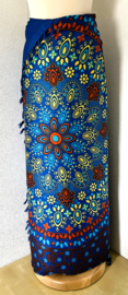 Sarong Mandela Bali Flower blauw.