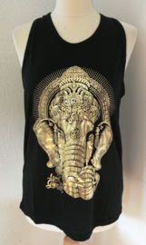 Lord Ganesha hemdje/tanktop zwart goud. One Size.