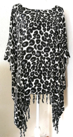 Sarongshirt Tiger zwart/grijs. Met wijde hals. 100% rayon. One size.