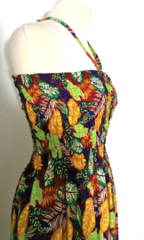 Strapless jurkje 'Bali blad multi'. Maat 36 t/m 42.