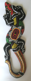 Gekko. Symbool van geluk. Gemaakt door de Balinese aboriginals. Laat hem tegen de muur opkruipen. 24 cm.