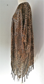 Sarong vest Balinese tiger Art bruin tinten. Symbool voor woeste oernatuur. 100% rayon, met sarong knoop.
