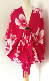 Sarong vest Hibiscus. 100% rayon, met sarong knoop. One Size.