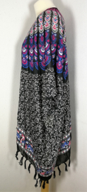 Sarong vest pauw zwart/blauw/multi. Maat 36 t/m 50.