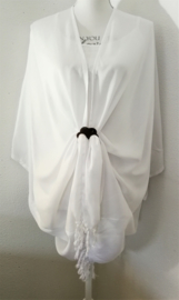 Sarong vest wit. 100% rayon, met sarong knoop.