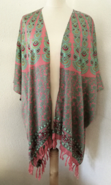 Sarong vest pauw, pasteltinten. Symbool van onsterflijkheid. 100% rayon, met sarong knoop.