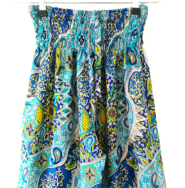 Broek Bohemian 'Paisley dream',aqua/ hemelsblauw.  Maat 38/40.