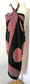 Sarong Mandala rood/zwart.