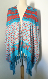 Sarong vest olifant rood/blauw/wit. Maat 36 t/m 50.