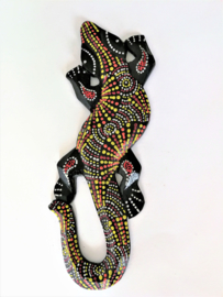 Gekko. Symbool van geluk. Gemaakt door de Balinese aboriginals. Laat hem tegen de muur opkruipen. 20 cm.