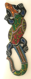 Gekko. Symbool van geluk. Gemaakt door de Balinese aboriginals. Laat hem tegen de muur opkruipen. 26 cm.