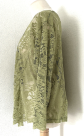 Traditionele Balinese kanten kebaya zacht groen. Maat 54.