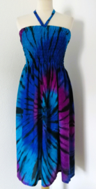 Tie dye jurkje 'Bali Night'. One size voor maat 36 t/m 42.