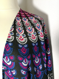 Sarong vest pauw zwart/blauw/multi. Maat 36 t/m 50.