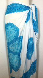 Sarong Mandala wit /azuur blauw.