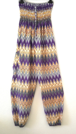 Broek Bohemian  'Zigzag', lila/ oker. Maat 36 t/m 42.