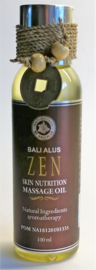 Zen massageolie met lemongrass, coconut, olijf en soja olie. Voor een meditatieve diepe ontspanning van lichaam en geest. 100% zuivere ingredienten. 100 ml