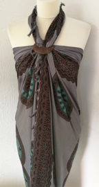 Sarong Mandala XL antraciet/choco/groen.