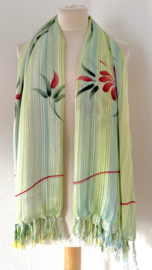 Sarong tie dye streep pastel groen tinten.