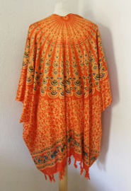 Sarong vest pauw, oranje/multi. Maat 36 t/m 50.