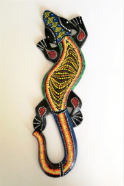 Gekko. Symbool van geluk. Gemaakt door de Balinese aboriginals. Laat hem tegen de muur opkruipen. 30 cm.
