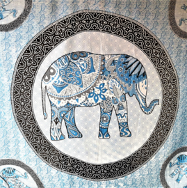 Sarong olifant zentangle blauw/wit/zwart.