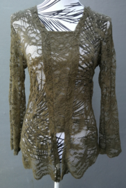 Traditionele Balinese kanten kebaya olijfgroen. Maat 36.