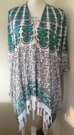 Sarong vest pauw,  Symbool van onsterflijkheid. 100% rayon, met sarong knoop.