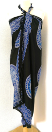 Sarong Mandala diep blauw/zwart.