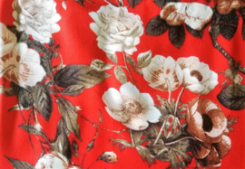 Balinees tuniek jurkje, dé 2023 trend in Indonesie. Bali flower rood/multi. One Size tot maat 58.