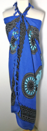 Sarong Mandala, blauw tinten/zwart.