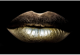 AluArt Kunstwerk - Close-up Golden lips 80x120