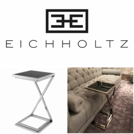 EICHHOLTZ Side Table Bijzettafel Cross (Black Glass/Nickel)