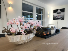 Schelpenvaas kleine boot wit