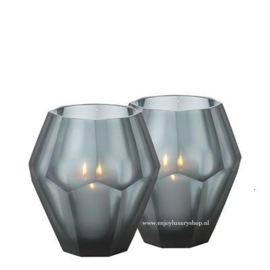 EICHHOLTZ Theelicht houder OKHTO - blauw glas (L set 2 stuks)