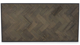 Luxe Salontafel hout visgraat zwart metaal (140x70)
