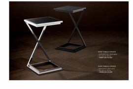 EICHHOLTZ Side Table Bijzettafel Cross Black (Black Glass/Gunmetal)